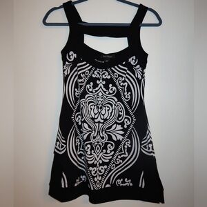 White House Black Market Black and White Patterned Tank Top